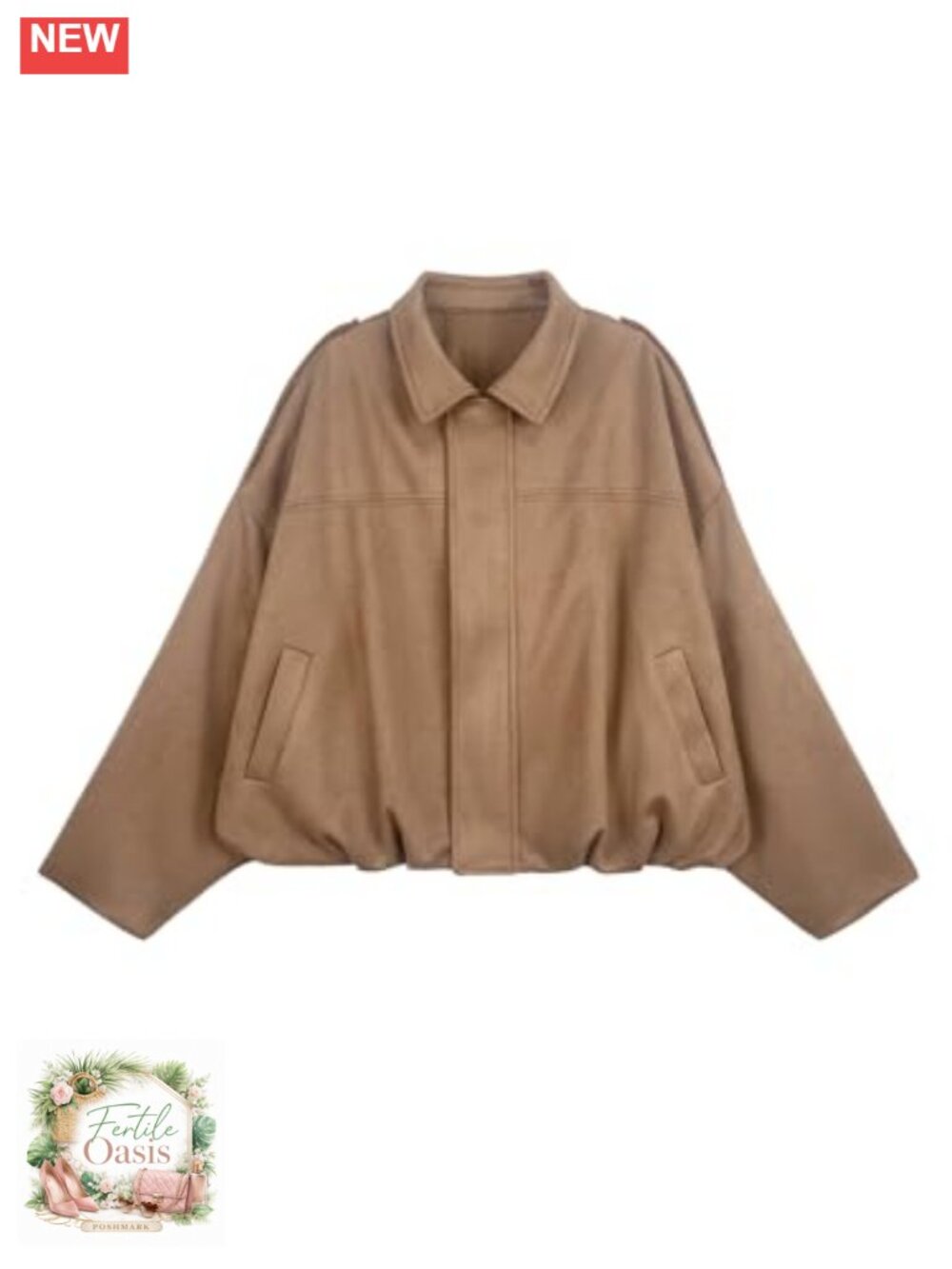 Faux Suede Cropped Bomber Jacket Oversized Pilot Coat